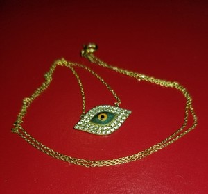 Authentic Gold Plated Vermeil 925 Sterling Silver Italy Evil Eye CZ Enamel Necklace