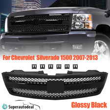Front Bumper Grill Gloss Black Shell Wblack Insert For Silverado 1500 2007-2013 Front Bumper Grill Gloss Black Shell Wblack Insert For Silverado 1500 2007-2013