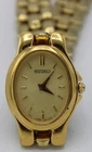 Seiko Woman Wrist Analog Quartz Watch Gold Tone New Battery 1N00-6T30 clean test