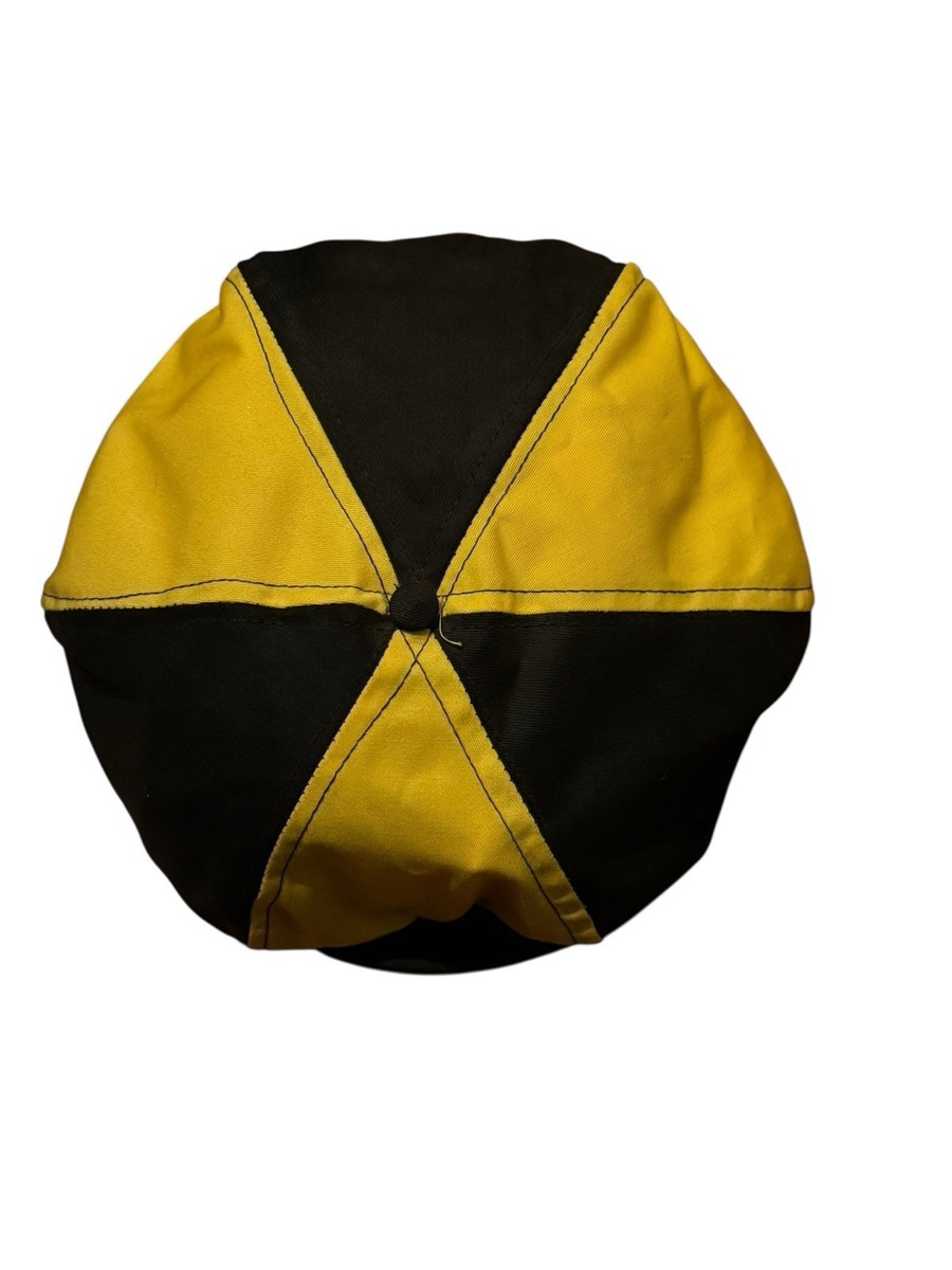 Vintage Black Yellow Newsboy Balloon Gatsby Cap Hat USA Made 5/8