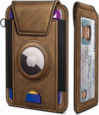 Slim AirTag Card Holder RFID Blocking Minimalist Wallet with Magnetic Flap Men