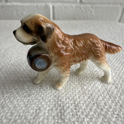 Miniature St Saint Bernard Dog with Barrel Figurine 2'' Tall