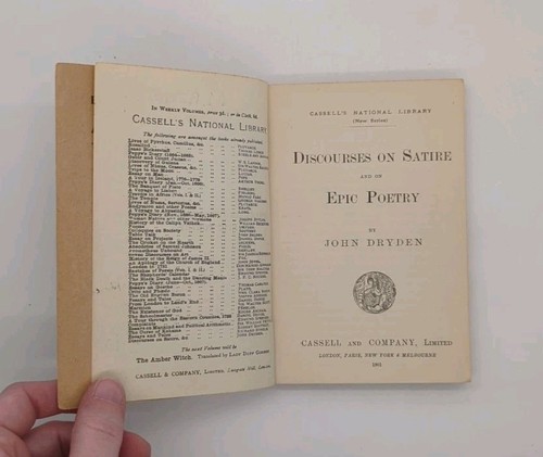 Discourses on Satire and on Epic Poetry by John Dryden (1901, Cassell) - Picture 2 of 4