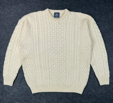 Aran Woolen MillIs Inisheer Merino Sweater Crew Neck Men's L Cream Fisherman