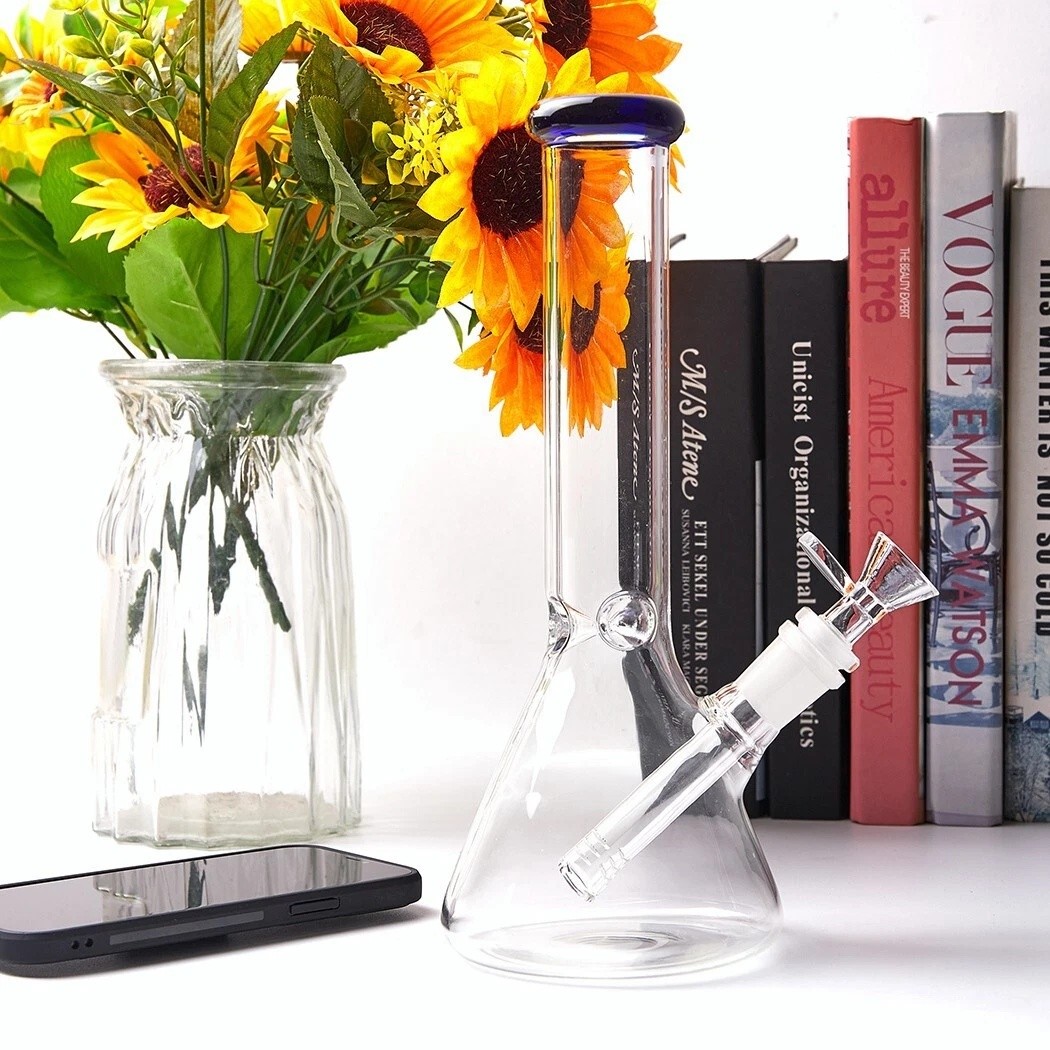 10" Heavy Duty Glass Bong Glass Water Pipe Smoking Tobacco Pipe Beaker 14MM Bowl
