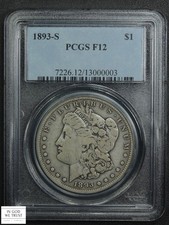1893 S Morgan Silver Dollar $1 PCGS F 12
