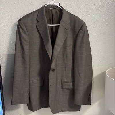 Canali Kei Wool Sport Coat 40US/58 7 R Tan Plaid Made in Italy Blazer Jacket