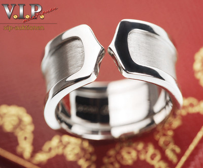 CARTIER RING DOPPEL-C-LOGO BAGUE 18K/750 WHITE GOLD WEIßGOLD BREITE VERSION (50)