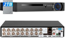 5MP 16 Channel DVR Recorder Hybrid 5-in-1 with 2TB Drive for Security Cameras