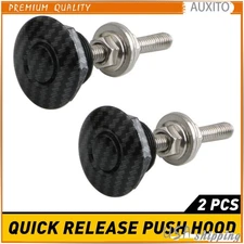2PCS Carbon Fiber Pattern Button Push Bumper Hood Bonnet Quick Release Latch Kit