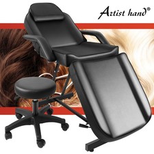 Black Massage Table Adjustable Facial Bed Barber Stool Spa Salon Equipment