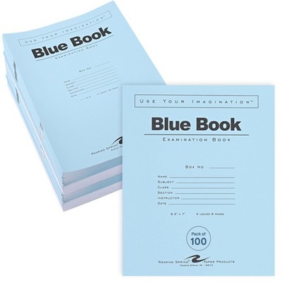 ROARING SPRING Exam Blue Books, 100 School 4 Sheets/8 Pages, White 