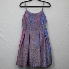 Betsy Adam purple iridescent mini party dress-6