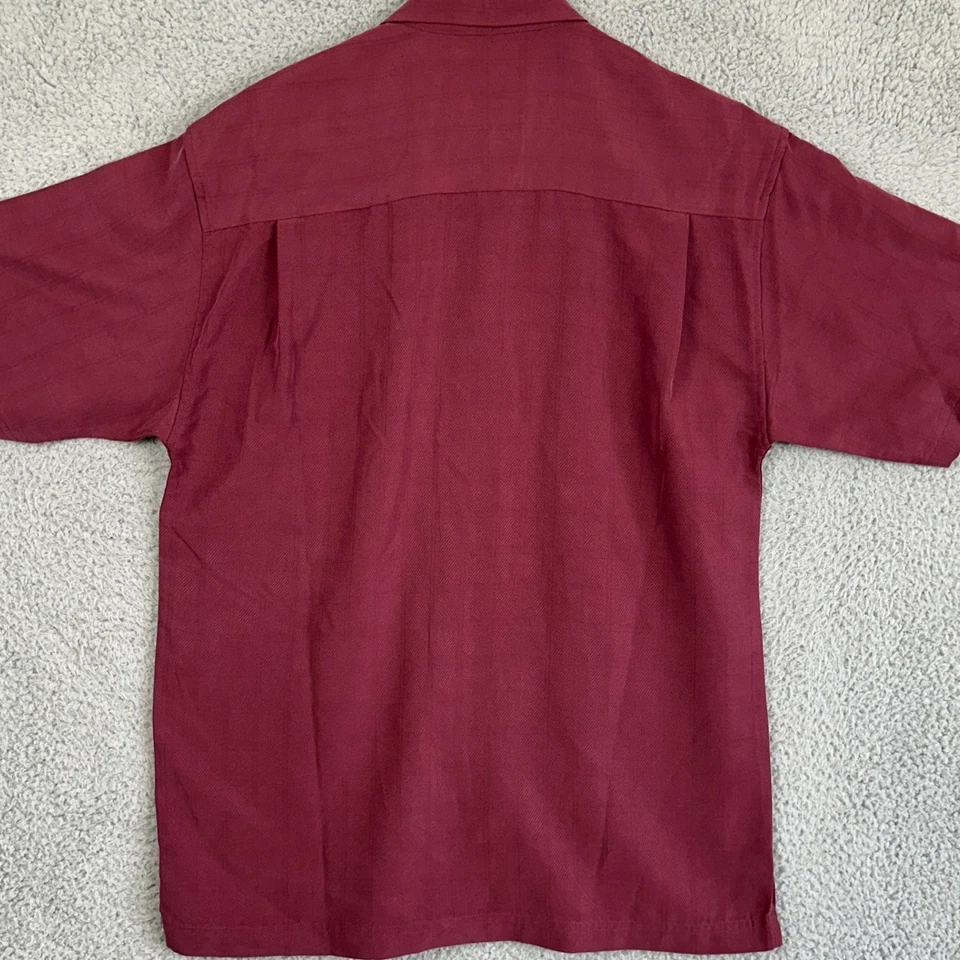 Camisa Haggar Abotonada Hombres Pequeña Granate Rendimiento Genial Manga Corta Informal NUEVA Foto 3 de 4