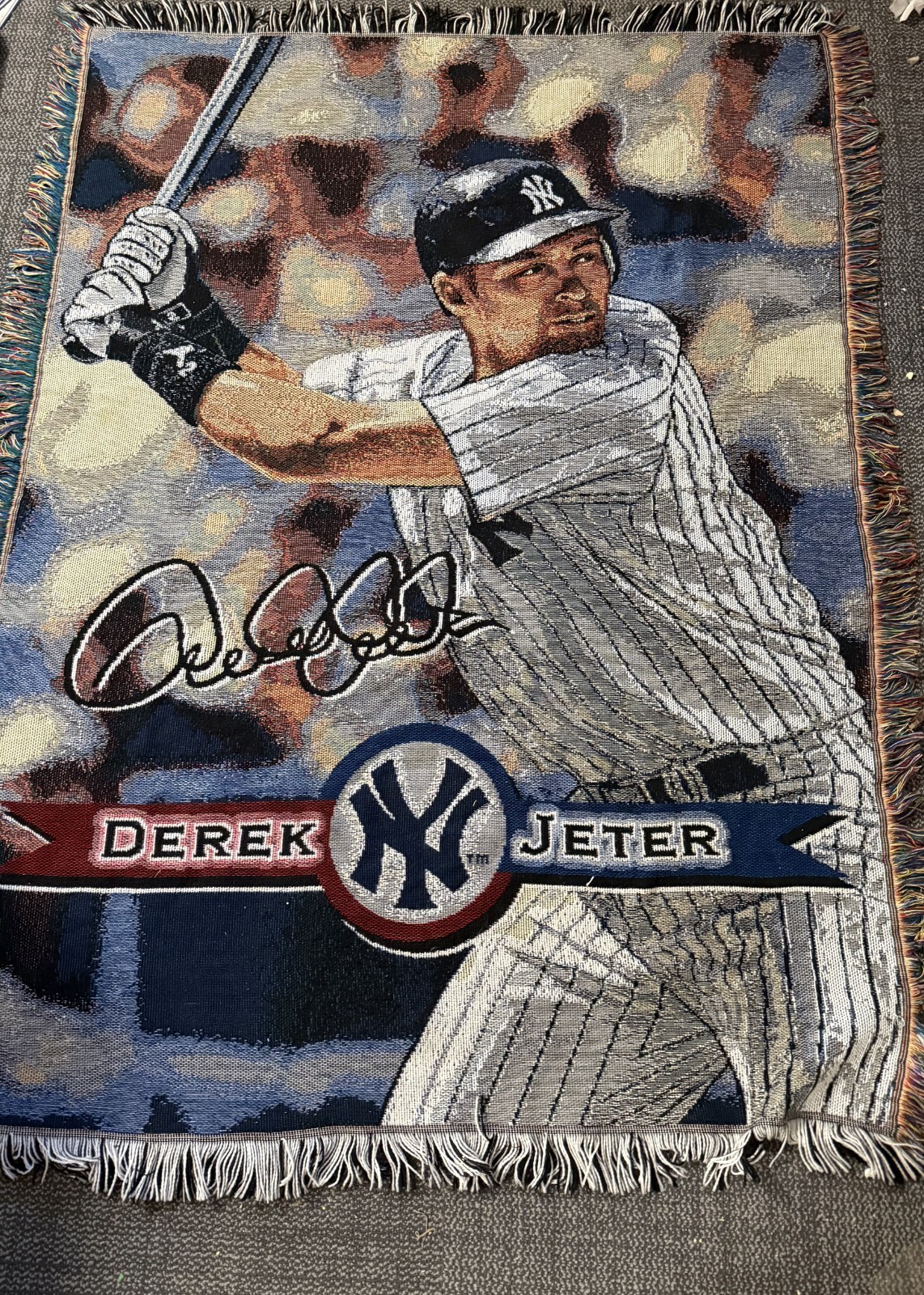 Vintage New York Yankees Derek Jeter Tapestry Throw Blanket 60”46”