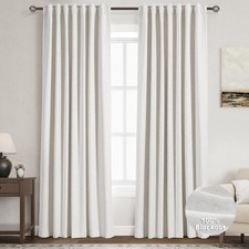 Nanspring Cream Linen 100 Blackout Curtains 52"W x 84"L Pack of 2 , Natural