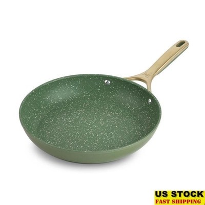 10'' Fry Pan Non-Stick Highly Durable Cookware Ergonomic Comfort Handles Olive
