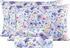 Mooreeke Floral Queen Sheets, Soft Breathable Microfiber Queen, Purple