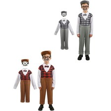 Kids Boys Costume Retro Outfit Accessories Set Long Sleeve Halloween Holiday