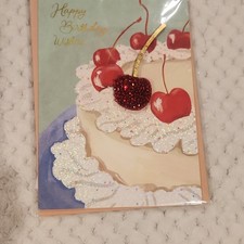 Papyrus Happy Birthday Greeting Card Cherry Artist Designed Folded Embellished