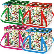 4 Pack Reusable Grocery Bags Large Heavy Duty Shopping Tote with Box Shape