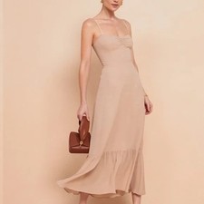 NWT Reformation Emersyn Dress Champagne Nude Brown Size 6