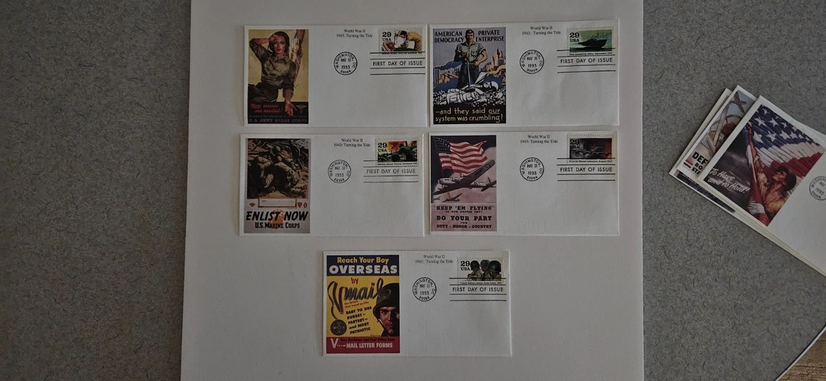 First Day of Issue WWII US Stamp Covers 29 Cent Denomination for