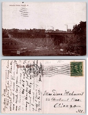 Danville Illinois Interurban Bridge Postcard AC62
