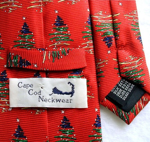 Vintage 1980's Holiday Neck Tie CAPE COD NECKWEAR Christmas Trees 100% Silk - Bild 2 von 2