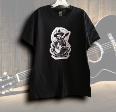guitar tshirt , reaper , skull , lover music , size large