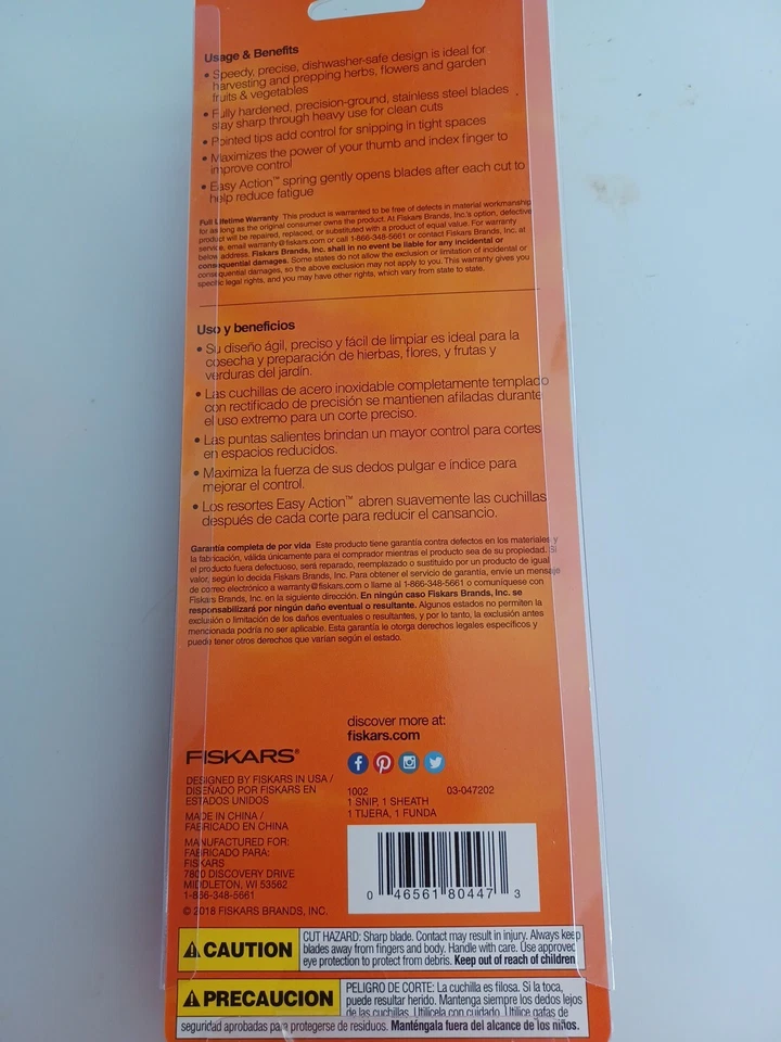 Fiskars Stainless Steel Herb Snips Mince Lifetime Warranty - Image 2 of 3