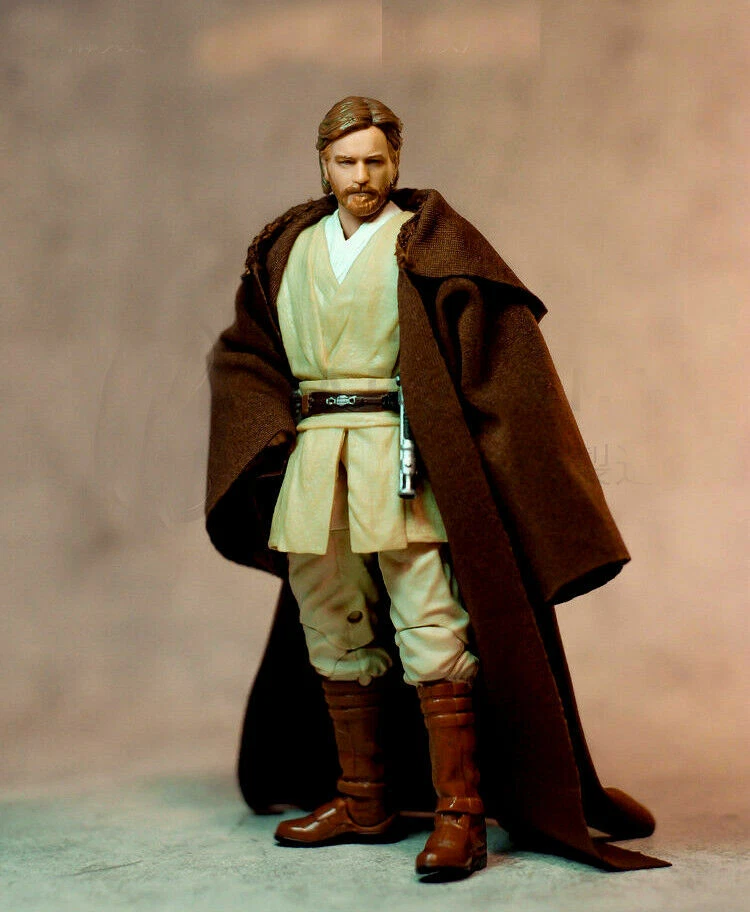 1/12 Capa con Capucha Capa Bata para SHF 6"" Obi-Wan Kenobi Jedi Figura de Acción Personalizada Foto 2 de 4