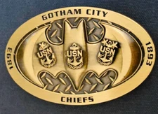 Amazing 3.5" Navy Chiefs Pride CPO Challenge Coin Belt Buckle GOTHAM CITY
