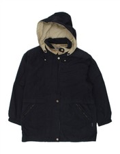 London Fog Womens Hooded Windbreaker Jacket Uk 14 Large Navy Blue Cotton Bg20