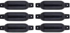 6 Pack 6.5 x 23 Black Ribbed Inflatable Vinyl Boat Fender Buoy - Made in USA
