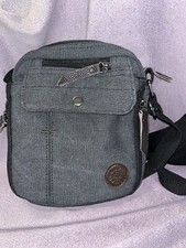 Gray Canvas Crossbody Travel Bag