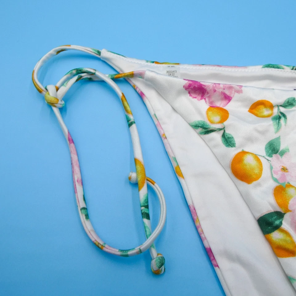 Biquíni Victorias Secret médio branco floral limões hipster laço lateral parte inferior natação - Imagem 3 de 4