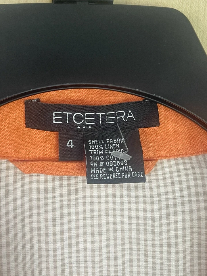 Blazer Chaqueta Retro Forrada con Bolsillos Delanteros Etcetera Talla 4 Naranja Lino Foto 4 de 4