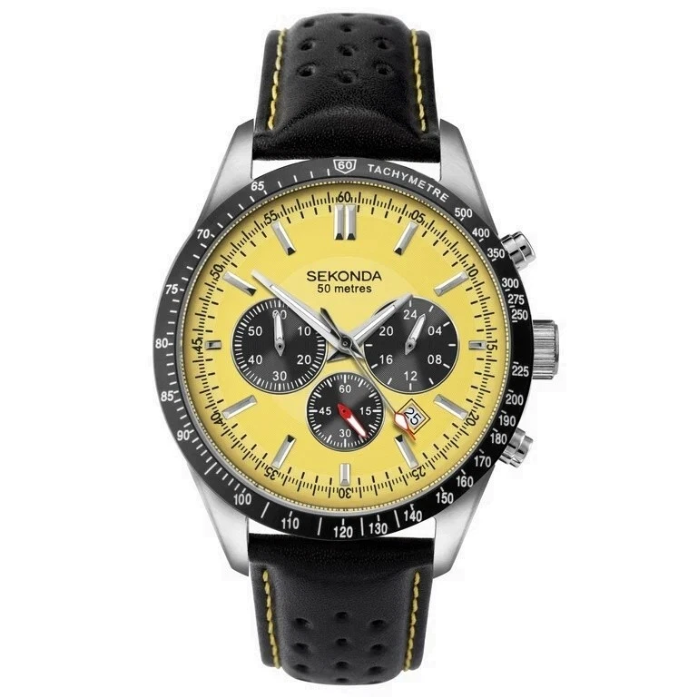 Sekonda Mens Watch 1395 Aviator Chronograph Leather Strap 1395 RRP