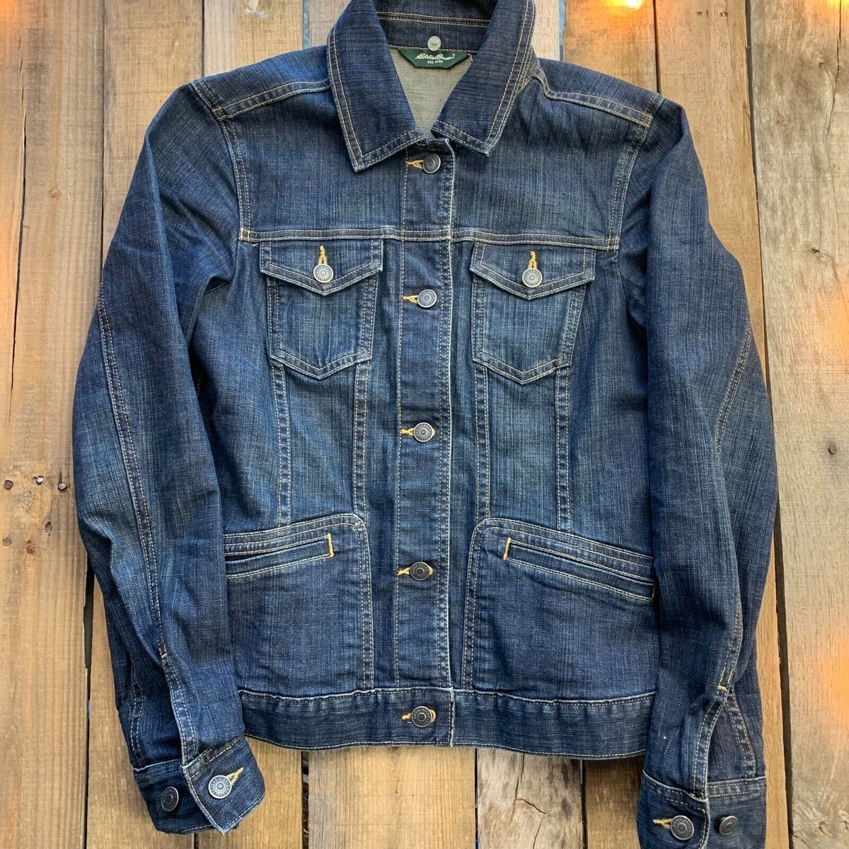 ジャケット・アウター 90s euro made Eddie bauer denim jacket Eddie Bauer 90s Blue Denim Trucker Button Jean Jacket Mens