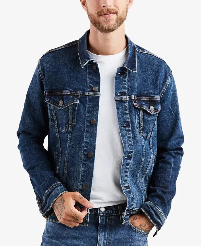 Levis Men's Regular Fit Stretch Denim Trucker Jacket Size: XXL Dark Blue