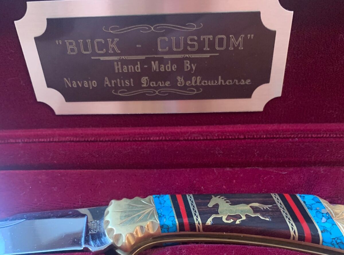 STUNNING DAVE YELLOWHORSE CUSTOM BUCK 112 KNIFE NEVER USED w STUNNING DAVE YELLOWHORSE CUSTOM BUCK 112 KNIFE NEVER USED w