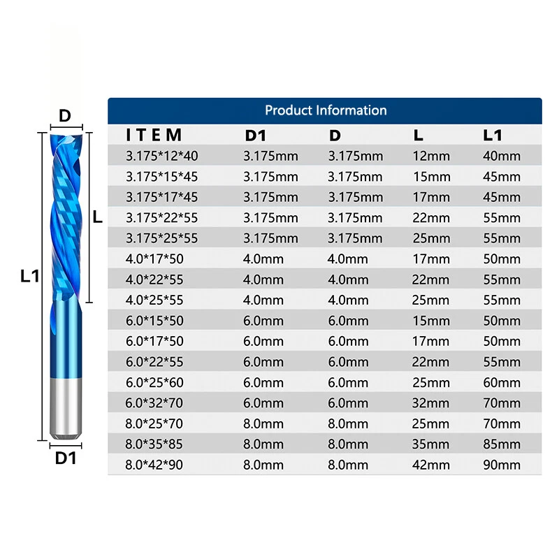 VHM Kompression Spiralfräser Spiralnutfräser Holzfräser CNC Fräser Up&Down Cut - Bild 2 von 4