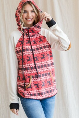 NEW 7th Ray Reindeer Christmas Hooded Sweater Sweatshirt Top pick S M L XL