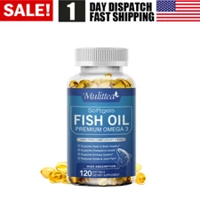 Omega 3 Fish Oil Capsules 3x Strength EPA & DHA, Highest Potency 120 Caps