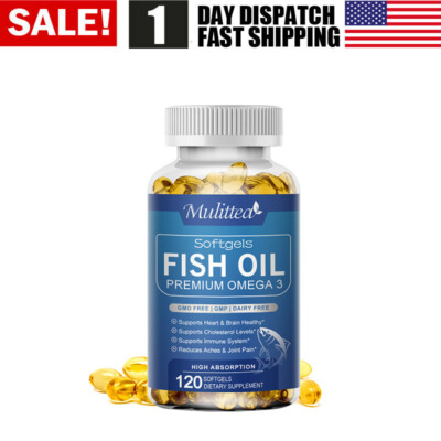 Omega 3 Fish Oil Capsules 3x Strength EPA & DHA, Highest Potency 120 Caps
