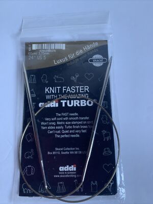 Addi Knitting Needle Turbo Circular Skacel Exclusive Blue Cord 24  US #5 NEW