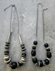 COSTUME JEWELRY BEADED NECKLACE LOT LUCITE  BEADS & RHINESTONE BLACK SILVER VTG — photo 3
