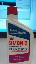Vintage SIMONIZ Permacrylic Master Floor Wax 16oz Advertising Bottle