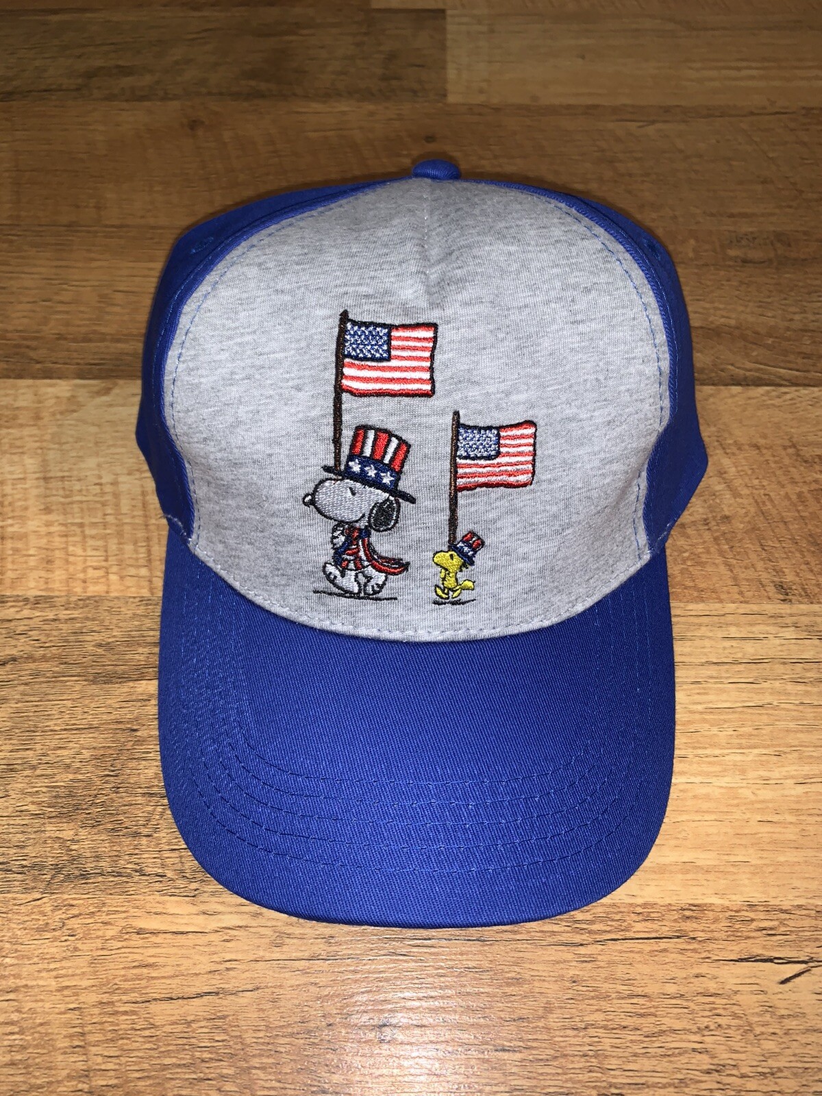 Snoopy Woodstock 4th of July USA Snapback Cap Red White Blue
